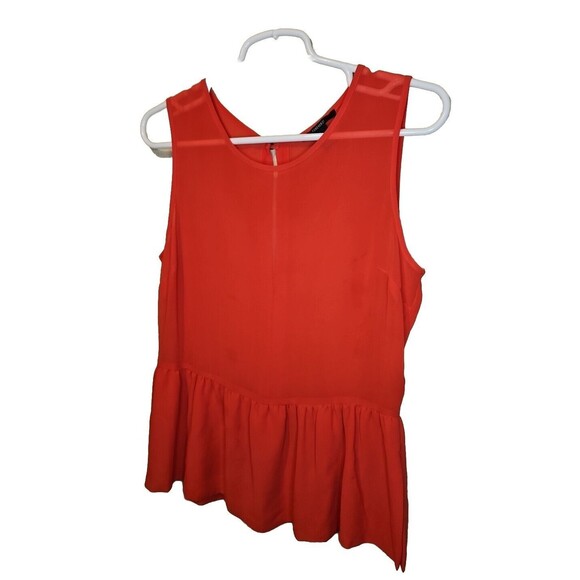 Forever 21 Blouse Womens Size Small Red Twist Front Sleeveless Tank Peplum Top - Picture 2 of 7